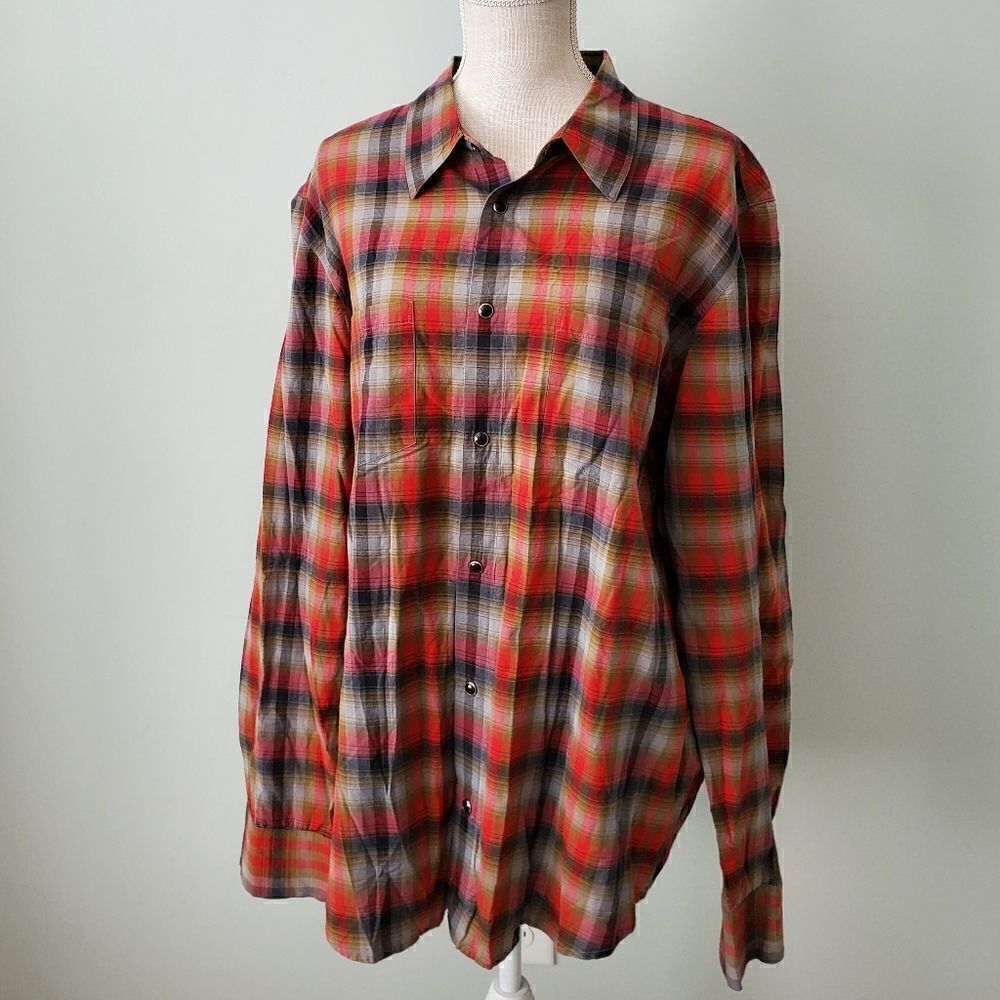 Hurley Men's Plaid Long Sleeve Snap Button Down Shirt Size XL - Picture 1 of 7
